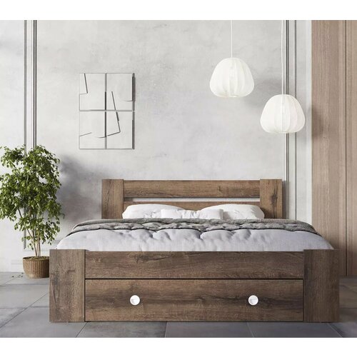 Двуспальная кровать коллекции Непо дуб монастырский