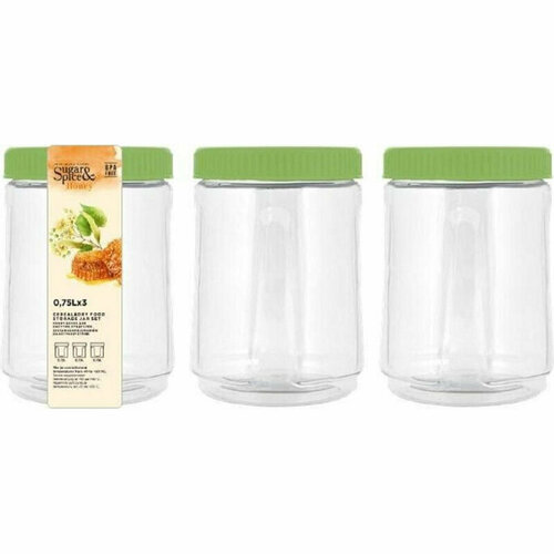 Набор банок для сыпучих продуктов Sugar&Spice Honey (3х0,75л) фисташка, 1583406