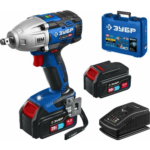 ЗУБР Т7 20 В 500 Нм 2 АКБ 4 Ач бесщеточный гайковерт кейс Профессионал GB-500-42 GB-500-42 3054300₽