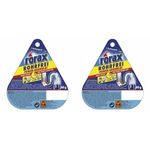 Rorax Чистящее средство в гранулах для сливных труб, 60 гр, 2 упак