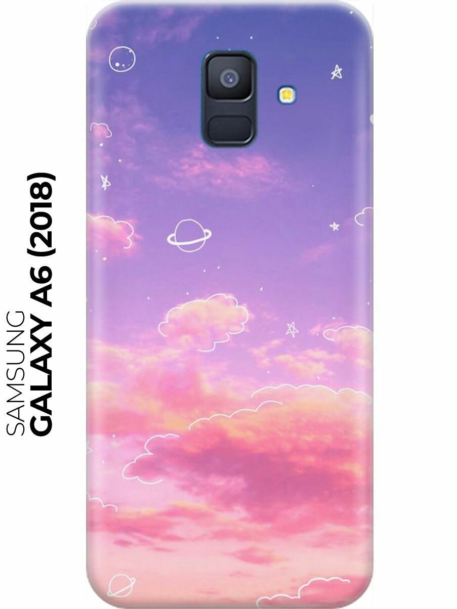 Накладка Transparent для Samsung Galaxy A6 (2018) с принтом "Розовое небо и космос"