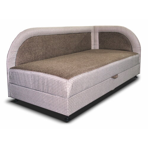 Тахта-кровать угловая Олсен, 90х190, правая, рогожка коричневая