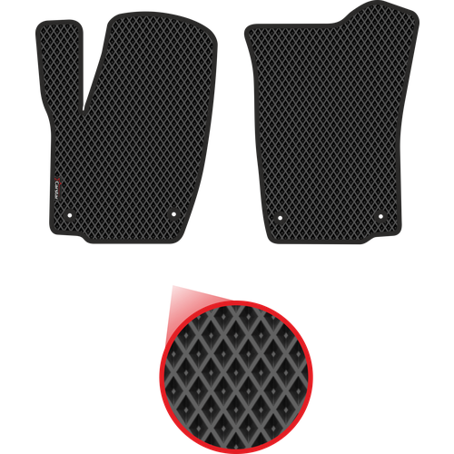 Передние коврики EVA для Skoda Rapid I (2012-2020), чёрные с чёрным кантом, ячейка - ромб