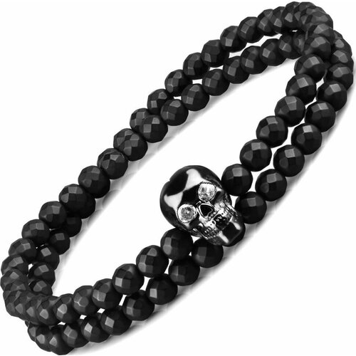 фото Браслет everiot, агат, размер 18 см, черный