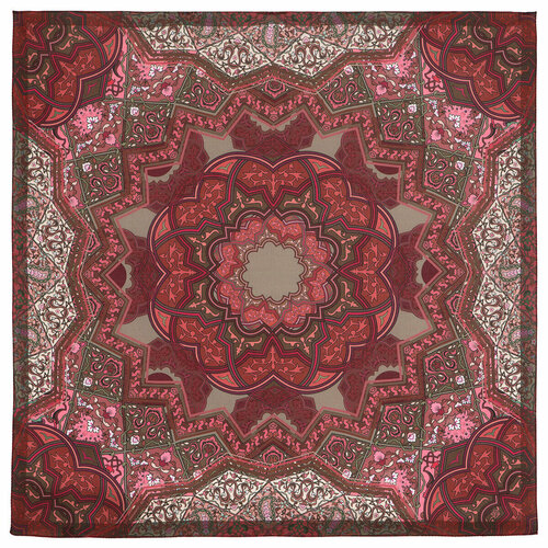 фото Платок павловопосадская платочная мануфактура,80х80 см, серый, бордовый