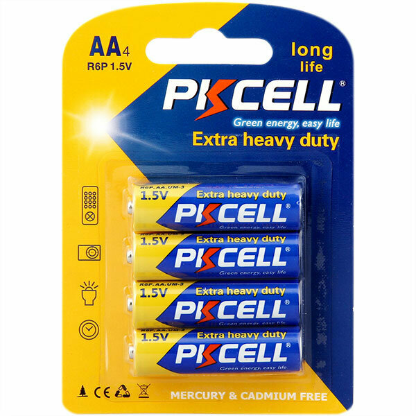 Набор из 3 штук Солевой элемент питания PKCELL R6P-4B тип - AA, 4 штуки в блистере