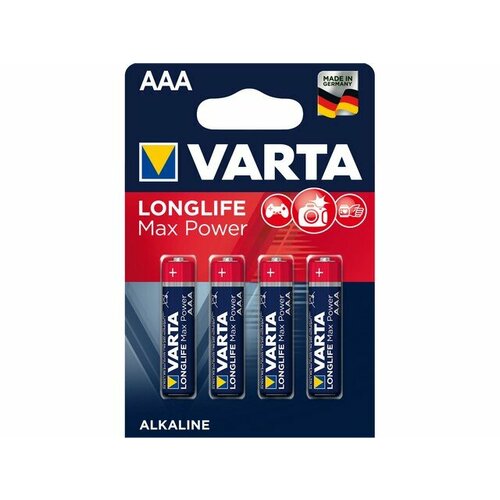 Батарейка VARTA LONGLIFE MAX POWER (MAX TECH) AАA (блистер 4шт) 04703101404 varta батарейка алкалиновая varta longlife max power с lr14 2bl 1 5в блистер 2 шт