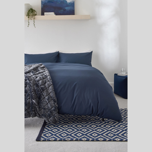 Однотонное постельное бельё sp001-E-50-140, цвет Синий Деним, Евро, матовый сатин, наволочки 50x70, с простыней на резинке 140х200 см