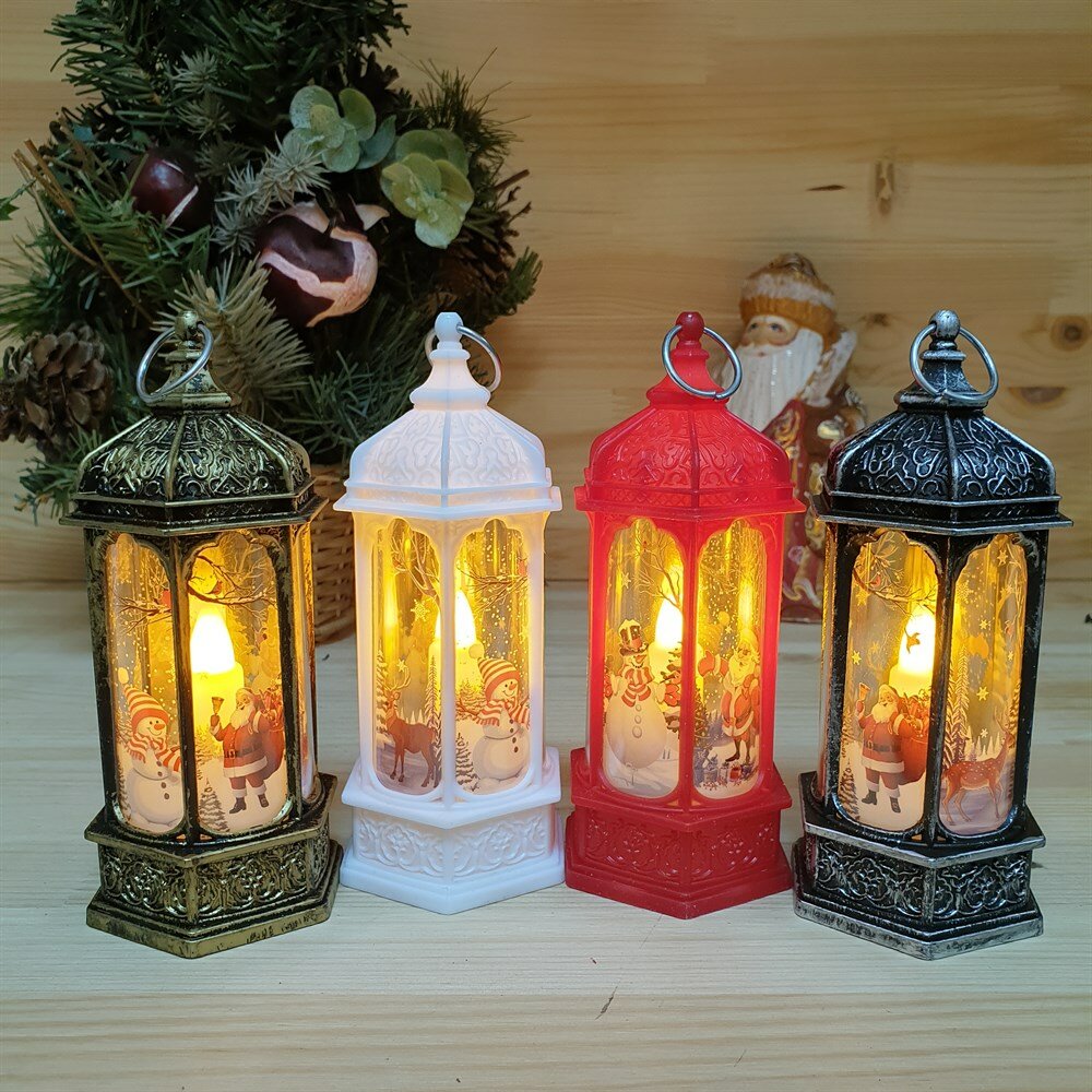 Набор новогодних фонариков-свечей с подсветкой | Игрушка-светильник на елку "Любимые герои" 4 шт 14х6 см