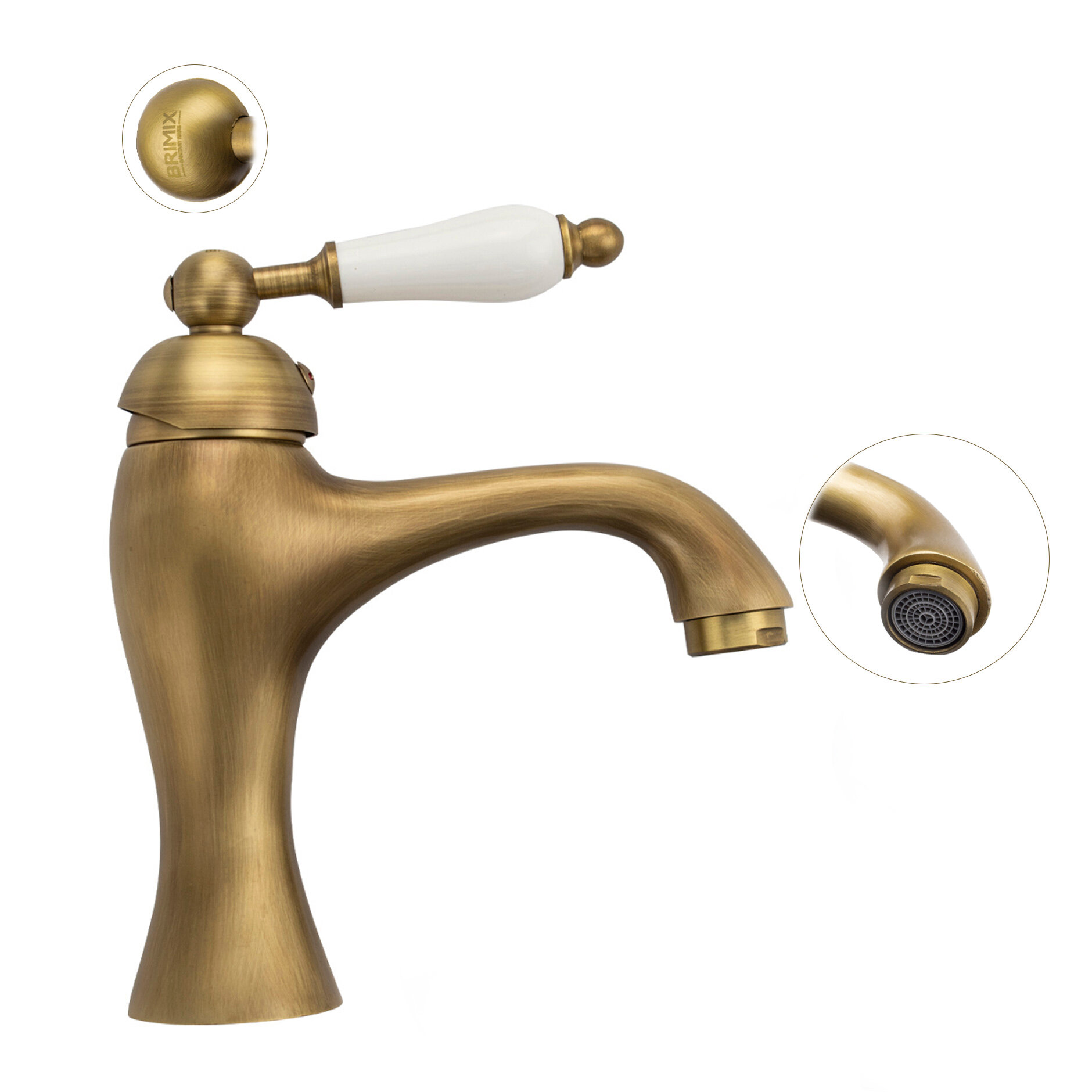 фото Смеситель для раковины, шаровый из латуни, BRIMIX