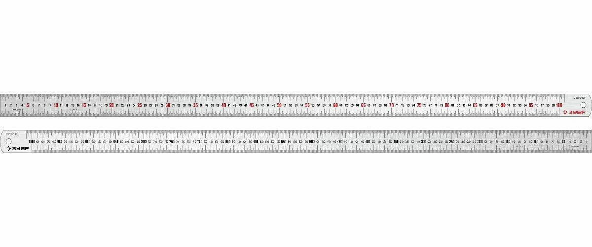 Усиленная нержавеющая линейка ЗУБР Про-100, 1,0 м (34280-100)