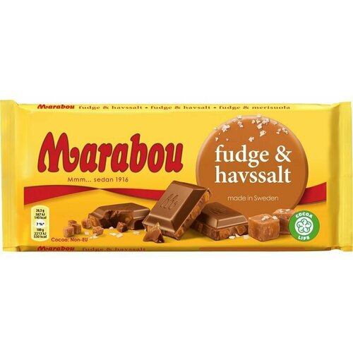 Шоколад молочный Marabou Fudge & hawssalt с морской солью и карамелью 185 г (из Финляндии)