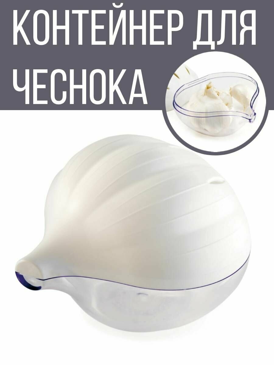 фото Контейнер емкость для хранения чеснока, белый-прозрачный