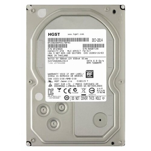 Жесткий диск Hitachi HUS726020ALE614 2Tb 7200 SATAIII 3.5 HDD жесткий диск hitachi hds5c3020ala632 2tb sataiii 3 5 hdd