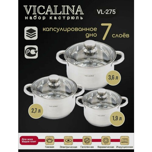 Набор кастрюль Vicalina-3 кастрюли 3999₽