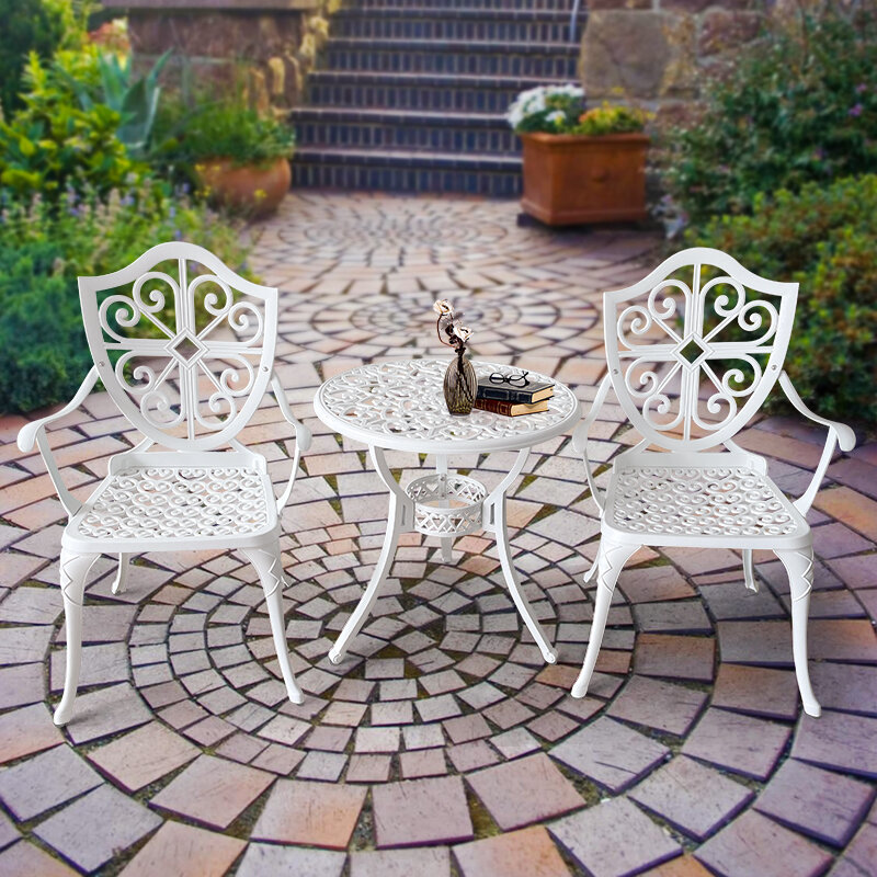 фото Набор садовой мебели, Комплект мебели, садовой металлической мебели, стол, 2 стула для дачи/дома. белое