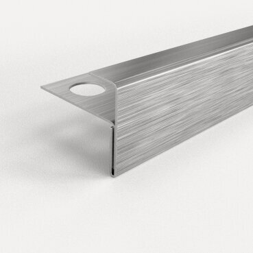 Изображение товара Профиль F-образный для плитки 8 мм Лука ПУ13-8, длина 2,7 м, нержавеющая сталь сатинированная