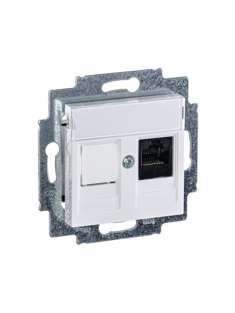 фото Механизм компьютерной розетки ABB Levit RJ45 с заглушкой категория 5е белый