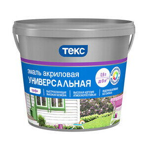 фото Эмаль универсальная акриловая Текс Профи основа А белая глянцевая 0,9 л