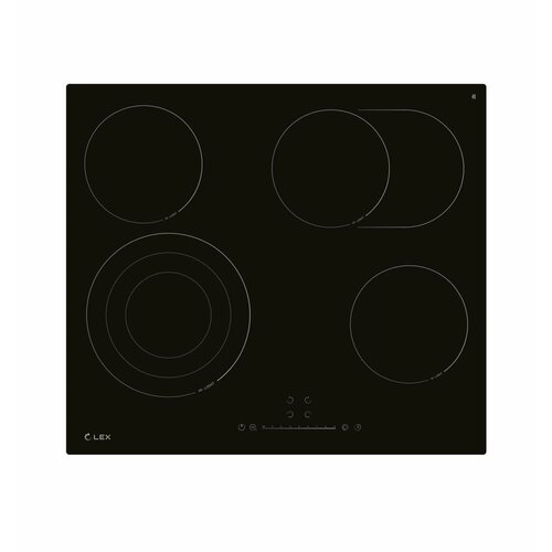 Варочная панель электрическая LEX EVH 642D BL 60см встраиваемая таймер кнопка блокировки панели индикатор остаточного тепла защита от перегрева отключение при выкипании 14908₽