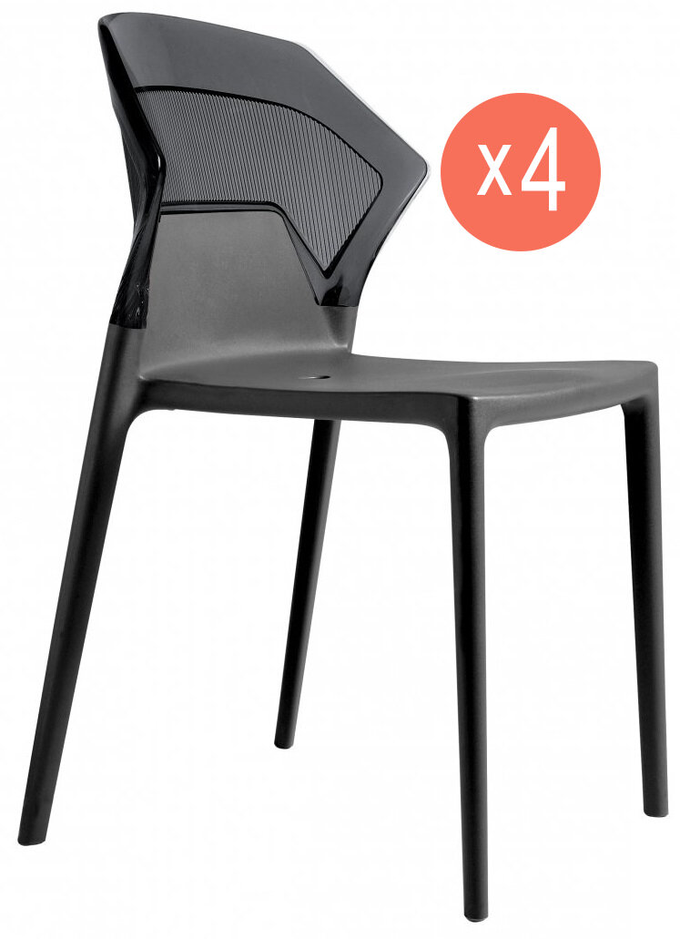 фото Стул кухонный, обеденный, пластиковый Ego-S, цвет антрацит, дымчатый, Papatya