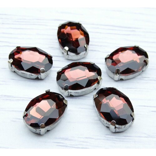 ОЦ017НН1014 Хрустальные стразы формы овал в цапах цвет бургунди размер 10х14 мм 5 шт 199₽