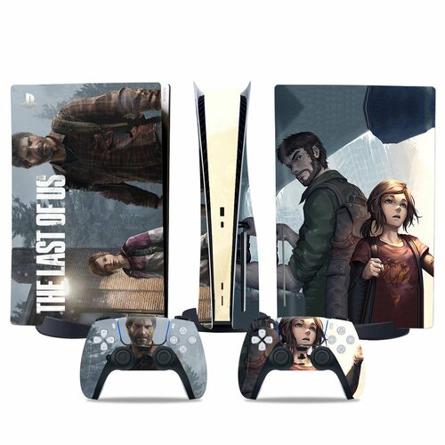 Наклейка виниловая защитная на игровую консоль Sony PlayStation 5 Disc Edition, The Last of Us-4, полный комплект с геймпадами