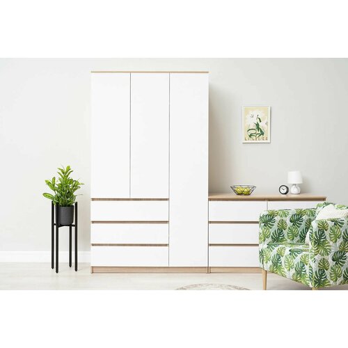 Шкаф 3-х дверный Честер белый глянецсонома 1202х514х2022 см 15463₽