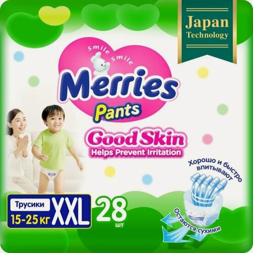 Изображение товара Подгузники-трусики Merries Good Skin размер XXL (15-25 кг) 28 шт