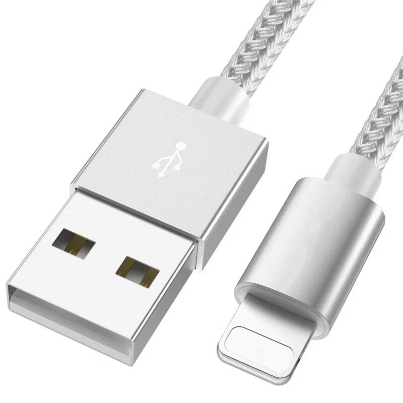 Зарядка для Айфона / Кабель Lightning iPad, Mini и Air, AirPods / провод iPhone / Кабель для айфона / 2 метра / Серебро — фото 1