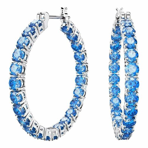 Серьги конго SWAROVSKI кристаллы Swarovski размер 30 мм серебристыйголубой 5400₽