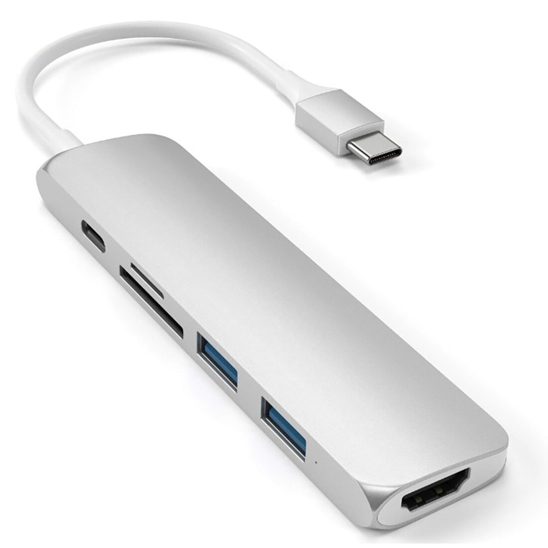 Док-станция/ USB-хаб Satechi Aluminum Type-C Slim Multi-Port Adapter V2 USB 3.0 USB Type-C HDMI micro-SD 60Вт ST-SCMA2S