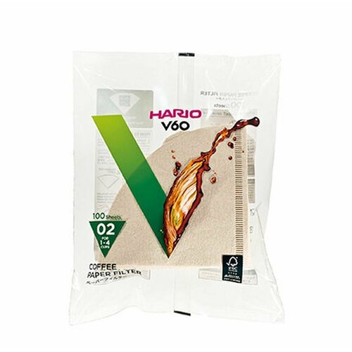 Фильтры Hario V60 размер 02 для заваривания кофе (1-4 чашки), неотбеленные, упак. 110 шт.