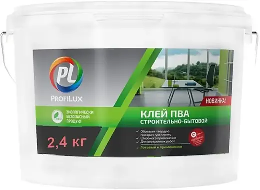 Клей ПВА ProfiLux Строительно-Бытовой 2.4кг Белый / Профилюкс ПВА.