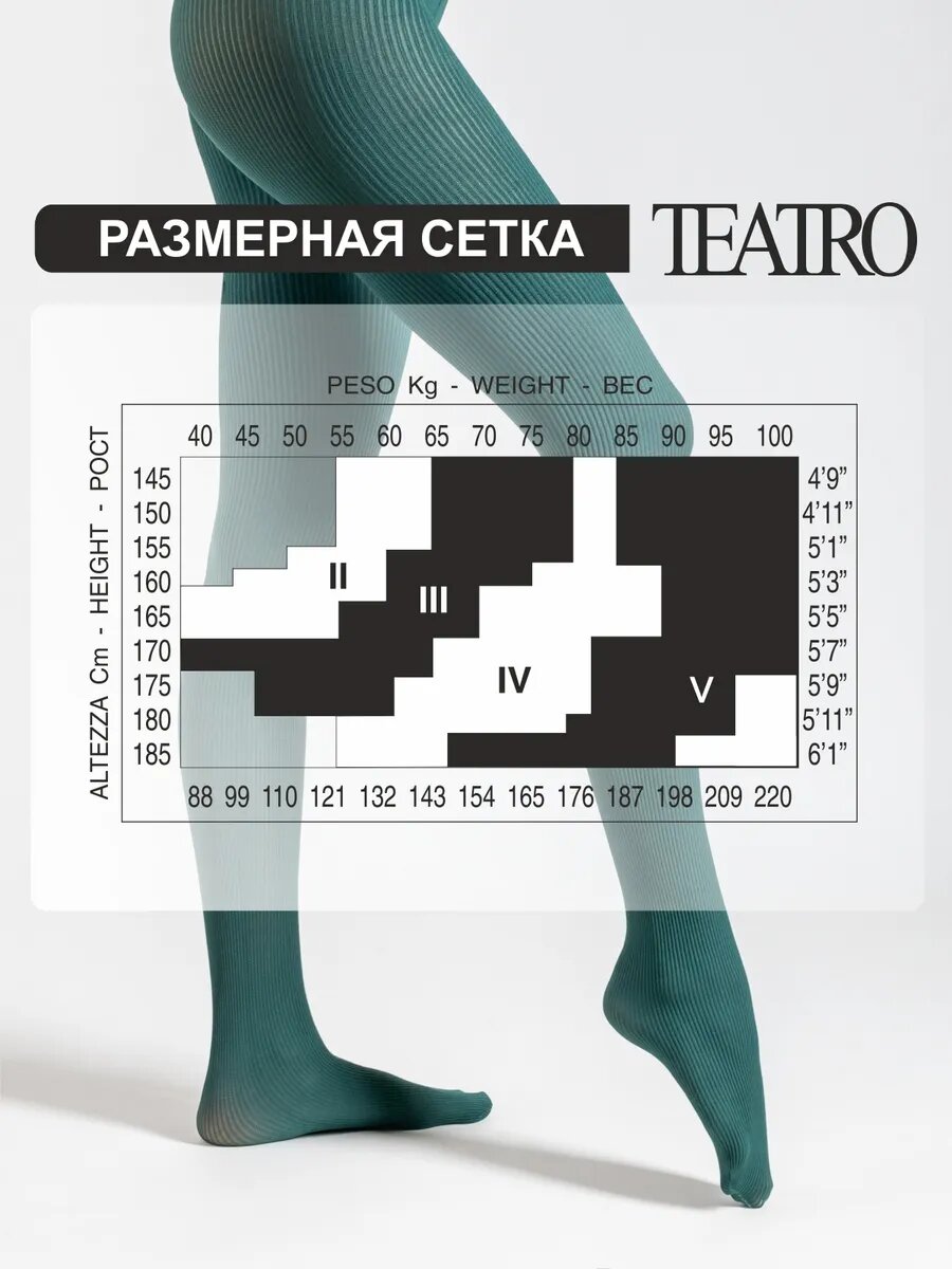 Колготки TEATRO, размер 5, зеленый — фото 1
