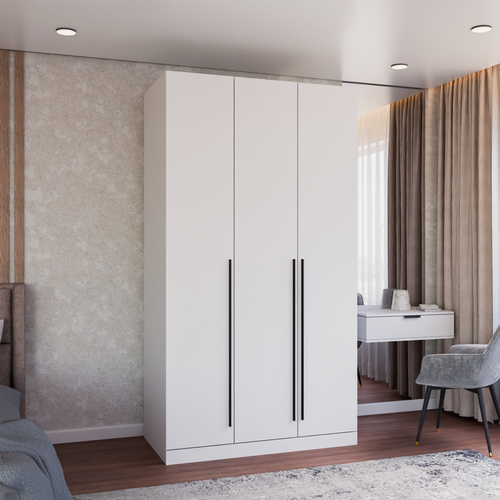 Изображение товара Шкаф распашной Пакс - 3 | ЛДСП Белый | Ручки черные