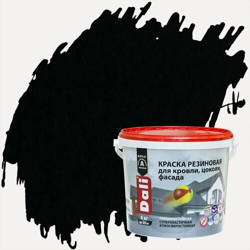 Изображение товара Краска резиновая Dali глубокоматовая (6кг) черный RAL9005
