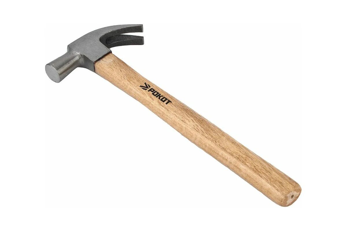 Рокот Молоток-гвоздодер, 225 г, боек 21 мм, деревянная рукоятка 615-088 — фото 1