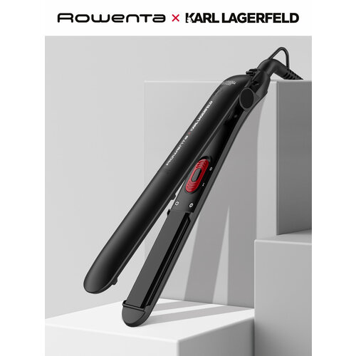 Выпрямитель для волос 2в1 Rowenta x Karl Lagerfeld Easyliss SF161LF0 с керамико-турмалиновым покрытием, черный/красный