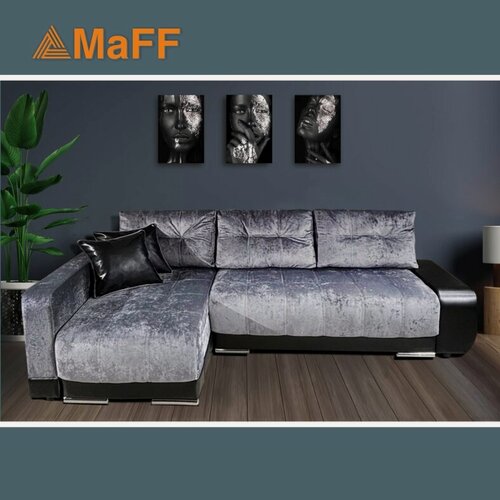 Изображение товара Диван, Диван-кровать Олимп-3 угловой, серый, механизм еврокнижка, правый угол 237х140х82 см