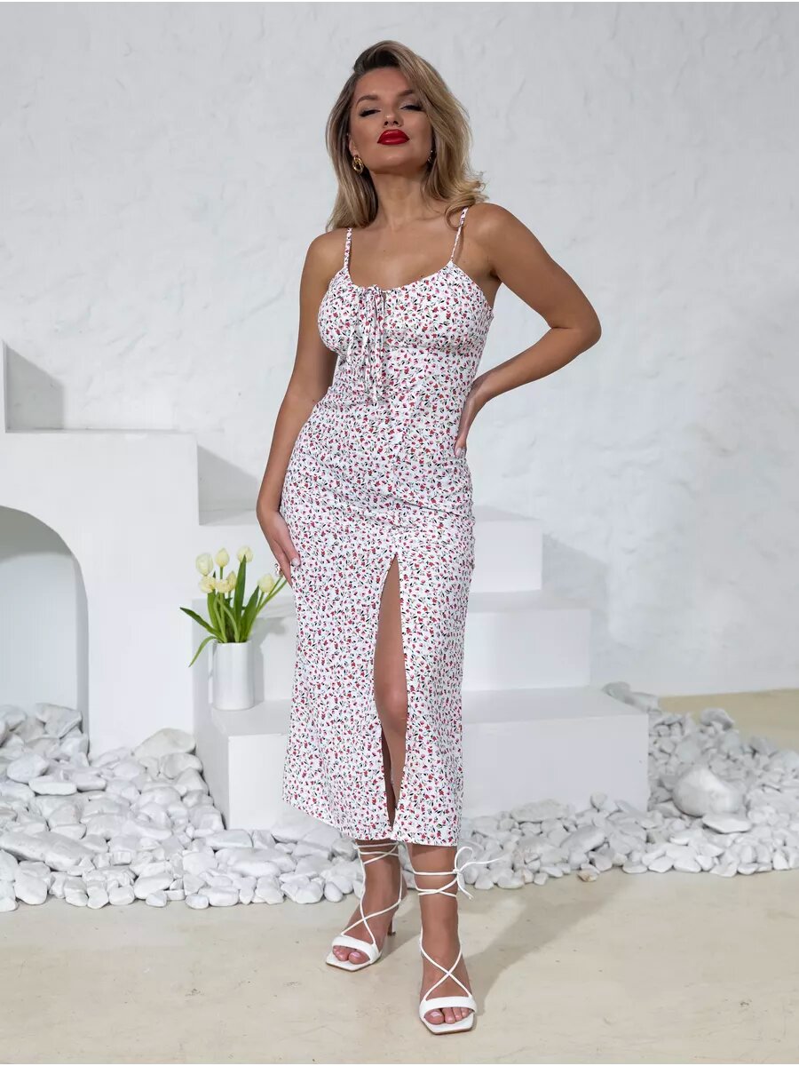 Сарафан Vanno, размер 50, красный, белый — фото 1