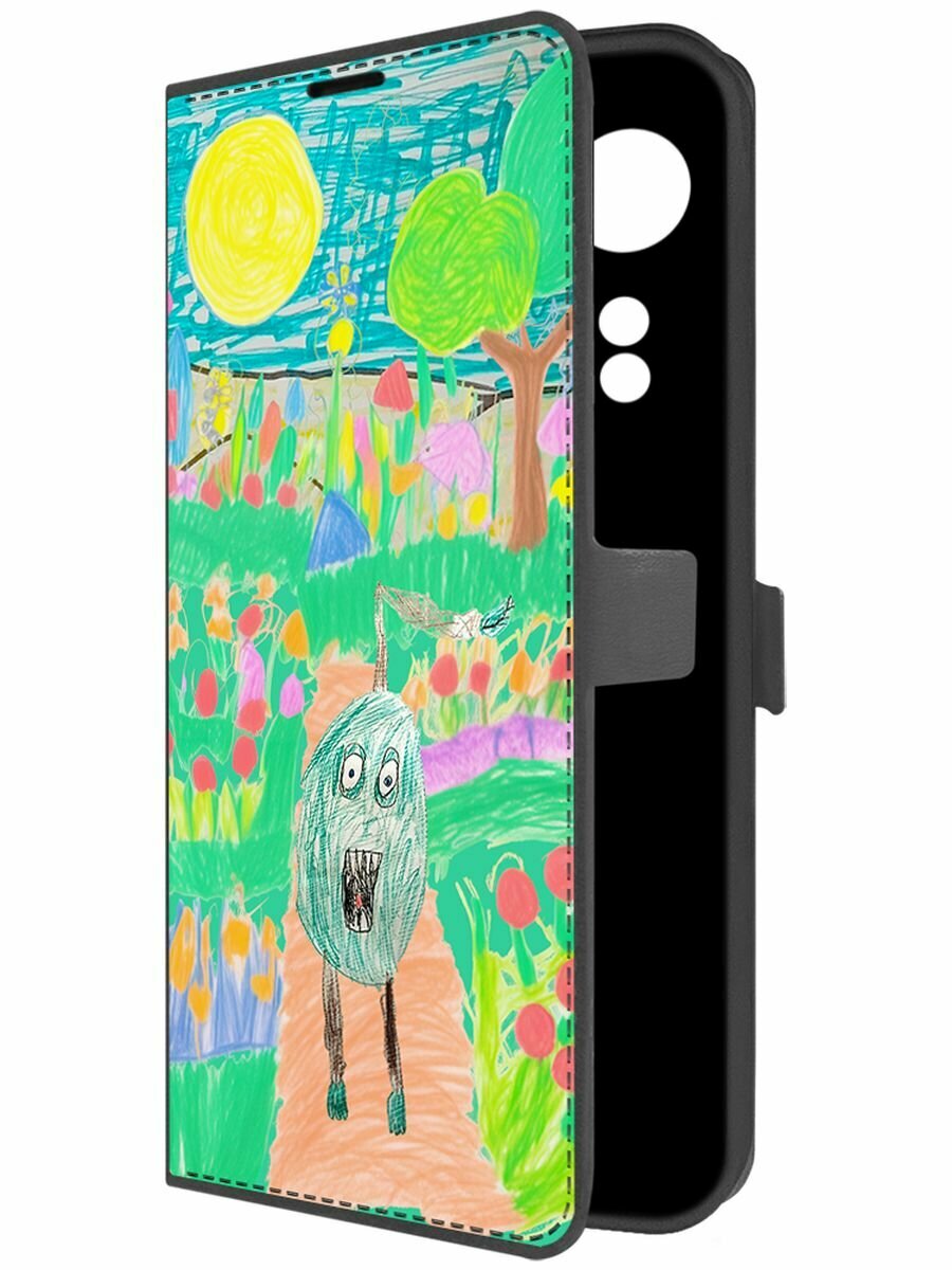 Чехол-книжка Krutoff Eco Book для Oppo A58 4G Монстрогруш (черный)