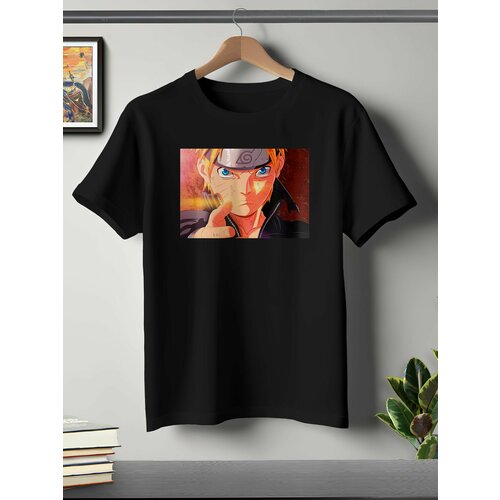 фото Футболка oneq унисекс 64-66 (5xl) размер с принтом narutomaki, черная, размер 5xl, черный