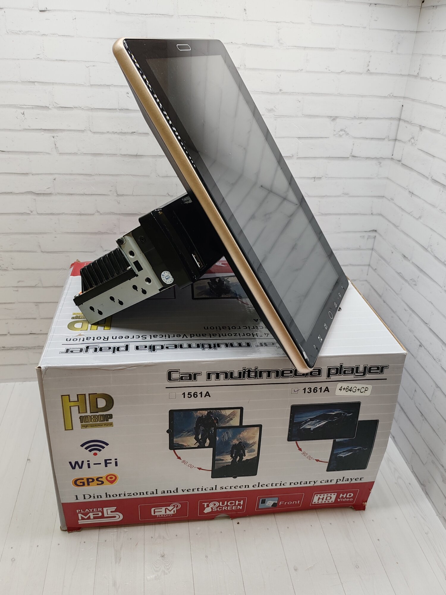 Магнитола 4/64гб Андроид 1 din (1 дин) WiFi, GPS, USB, Блютус, экран 10" Электрический поворотный