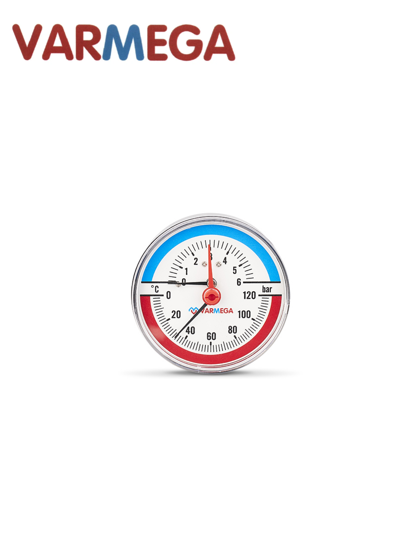 Термоманометр аксиальный Varmega VMMT06-800604 диаметр 80 мм 6 бар 120°С 1/2