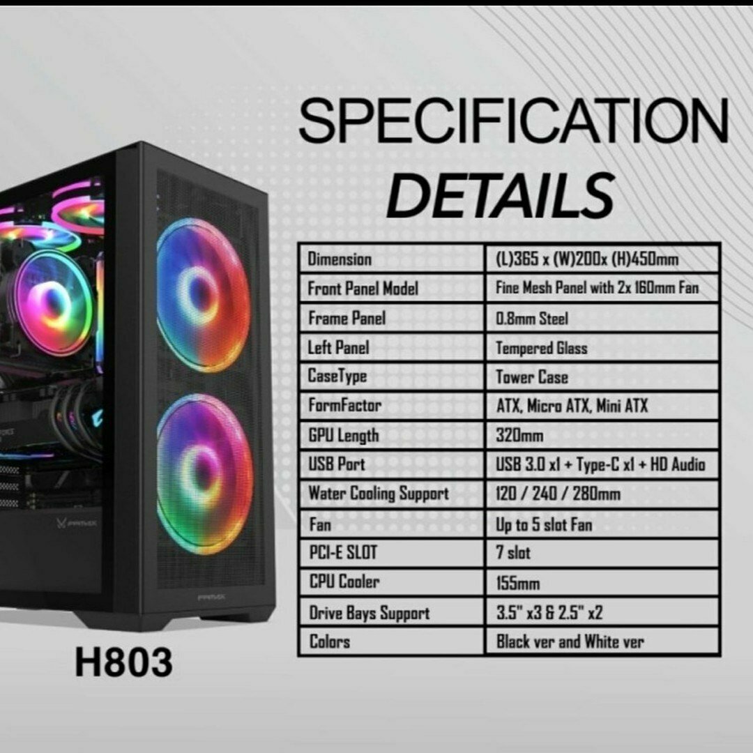 Игровой корпус FPMAX Airpower G5, ABS-пластик и сталь, 7 слотов расширения, черный