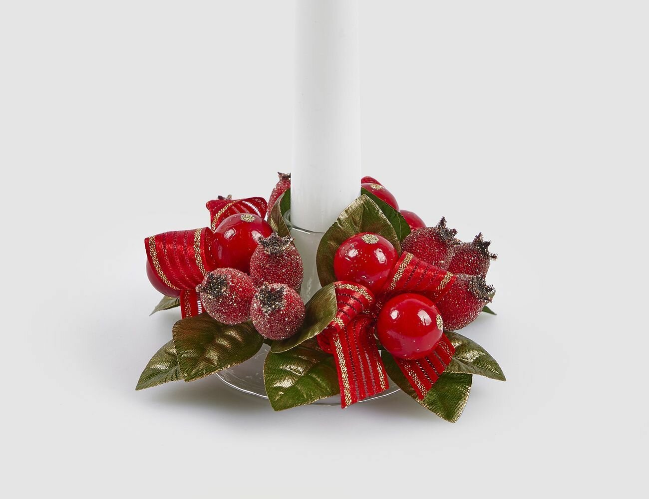 Мини-венок для свечи и декорирования морозный шиповник 10 см EDG 2500049A774