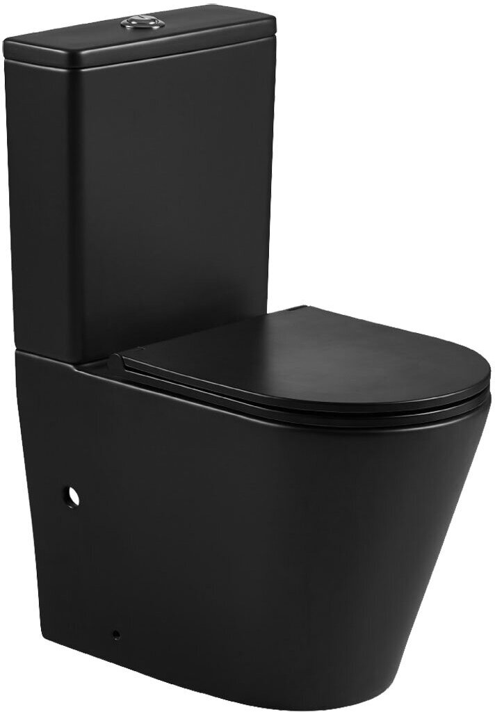 Унитаз напольный Azario Vetro безободковый с бачком и сиденьем микролифт, черный матовый AZ-2149-MB