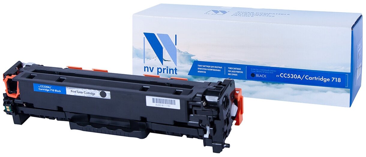 Картридж NV Print CC530A/718Bk для HP и Canon, 3400 стр, черный