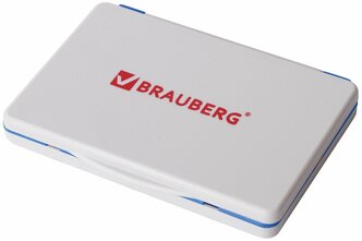 Подушка штемпельная для печати / штампа Brauberg, 100х80 мм (рабочая поверхность 90х50 мм), синяя краска, 236867